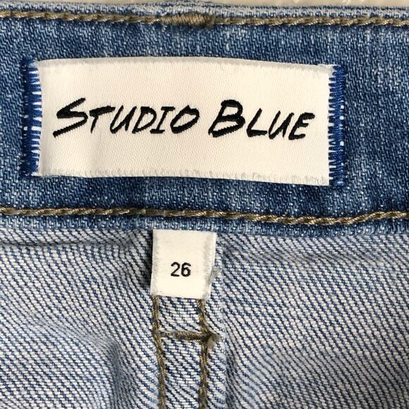 Studio Blue Size 26in Grunge Skinny Jeans Distressed Light Wash Pants w Pockets - Picture 10 of 14